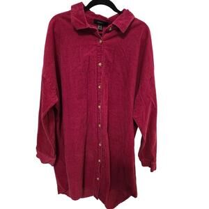 Forever 21+ Corduroy Long Sleeve Dress Burgandy Size 3XL